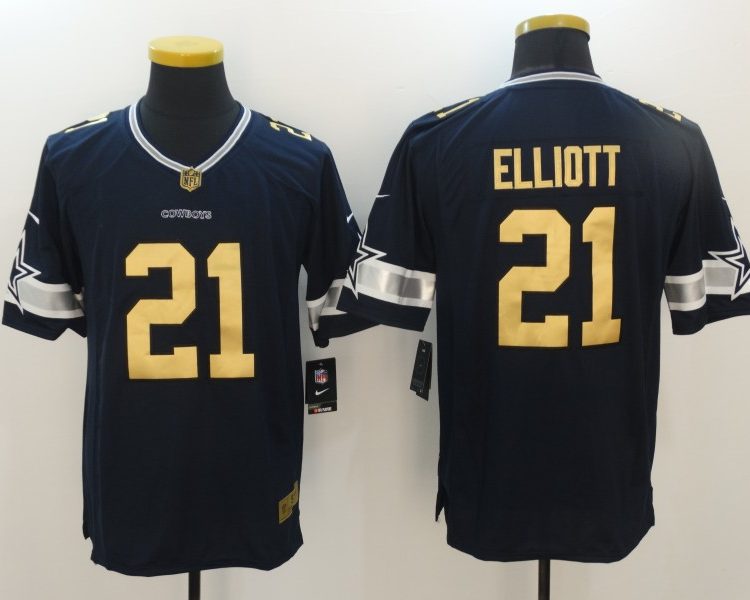 Men's Dallas Cowboys Ezekiel Elliott #21 Navy Jersey