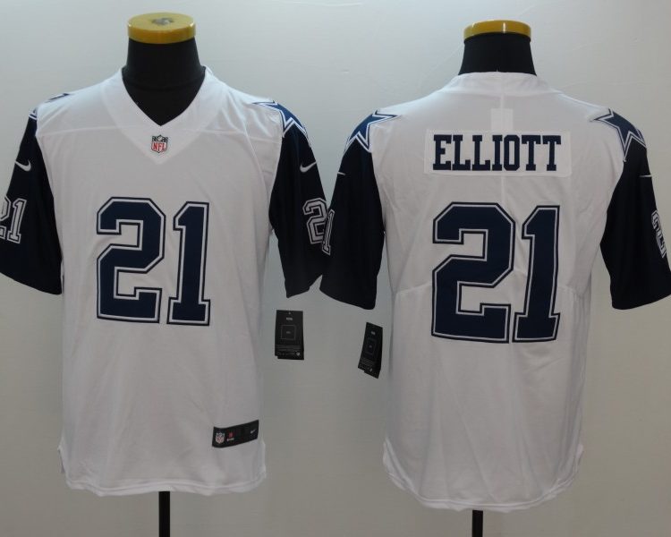 Men's Dallas Cowboys Ezekiel Elliott #21 White Jersey