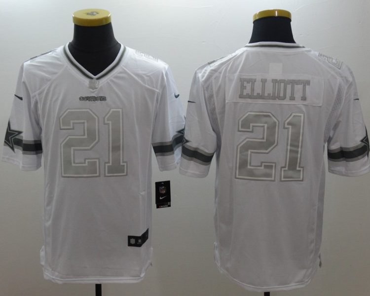 Men's Dallas Cowboys Ezekiel Elliott #21 White Team Jersey