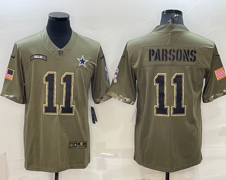 Men's Dallas Cowboys Micah Parsons #11 Olive 2022 Salute To Service Limited Jersey