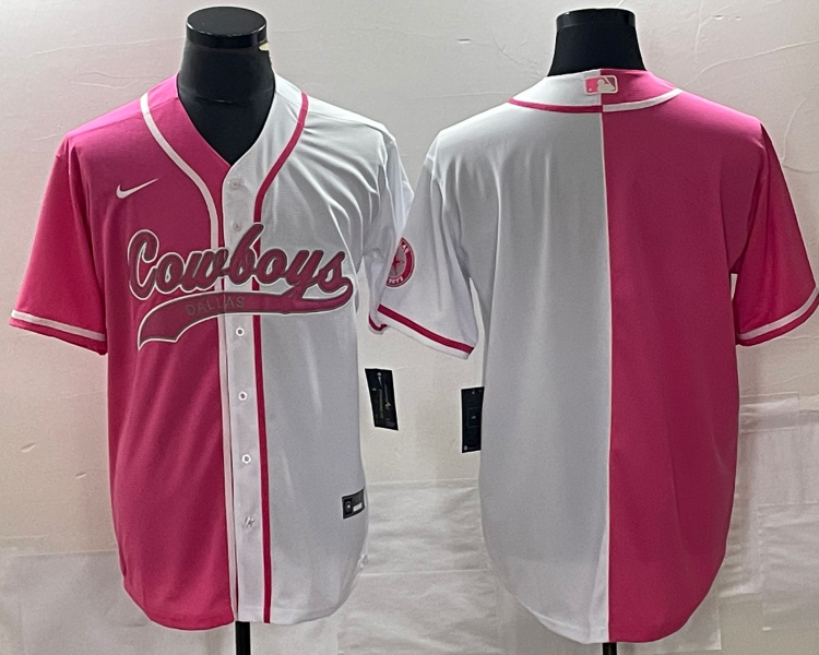 Men's Dallas Cowboys Pink/White Blank Jersey