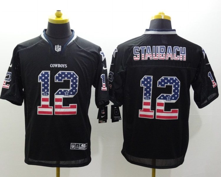 Men's Dallas Cowboys Roger Staubach #12 Black Jersey
