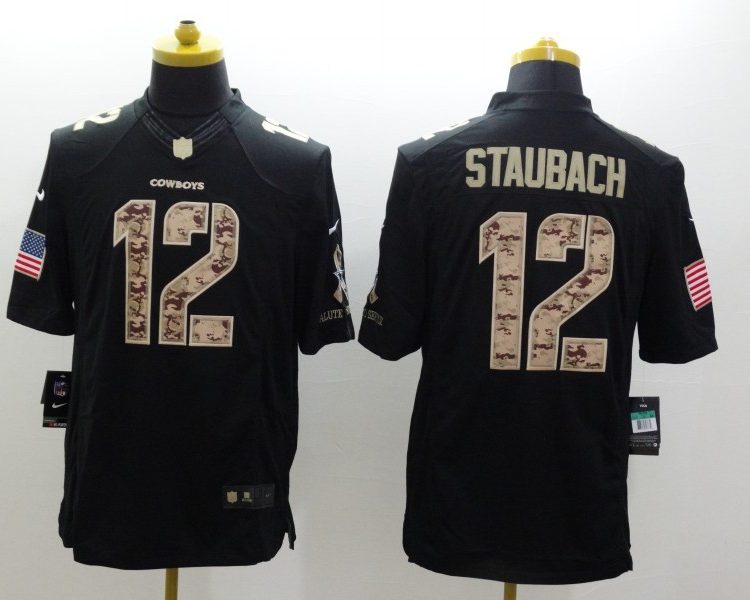 Men's Dallas Cowboys Roger Staubach #12 Black Jersey