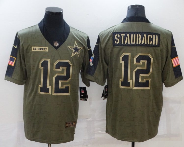 Men's Dallas Cowboys Roger Staubach #12 Brown Jersey