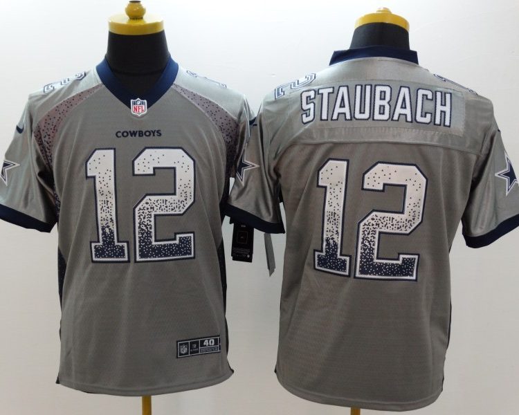 Men's Dallas Cowboys Roger Staubach #12 Gray Jersey