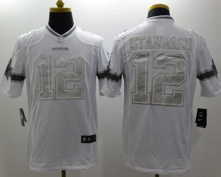 Men's Dallas Cowboys Roger Staubach #12 White Jersey