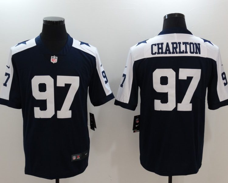 Men's Dallas Cowboys Taco Charlton #97 Navy Jersey