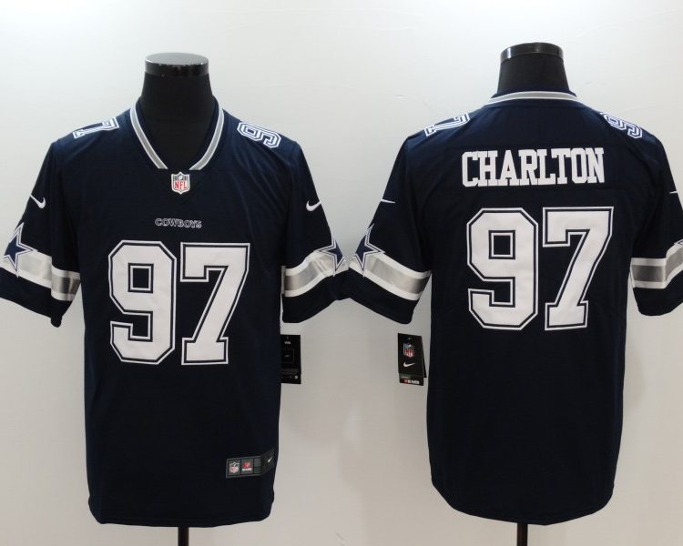 Men's Dallas Cowboys Taco Charlton #97 Navy Jersey