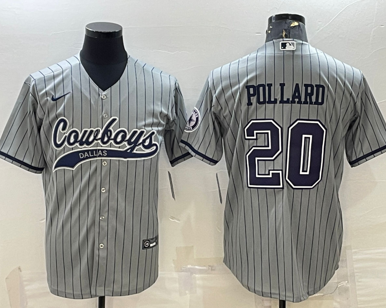 Men's Dallas Cowboys Tony Pollard #20 Gray Jersey Joint Edition