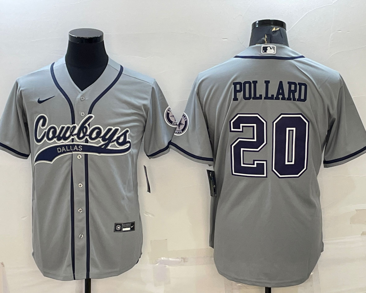 Men's Dallas Cowboys Tony Pollard #20 Gray Jersey Joint Edition