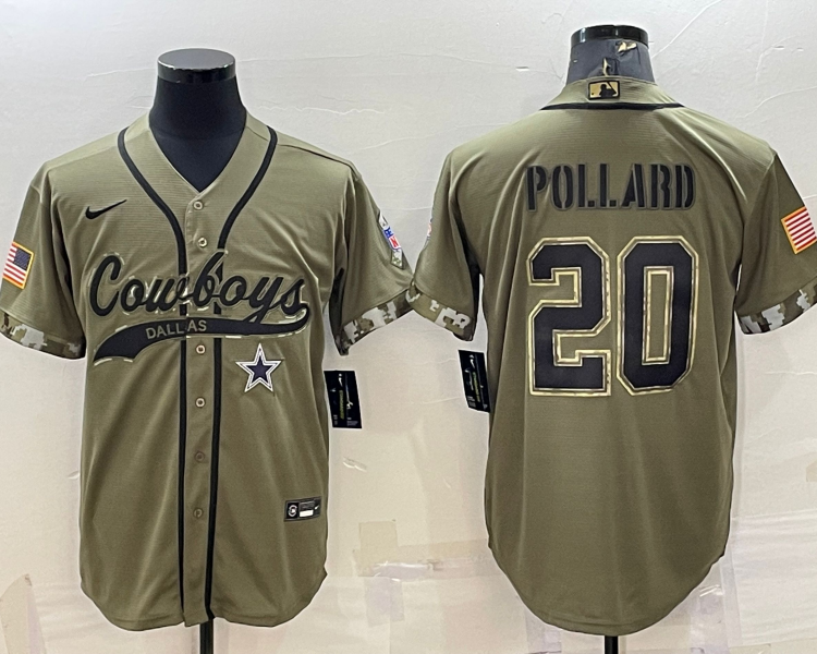 Men's Dallas Cowboys Tony Pollard #20 Olive 2022 Salute To Service Limited Jersey Joint Edition