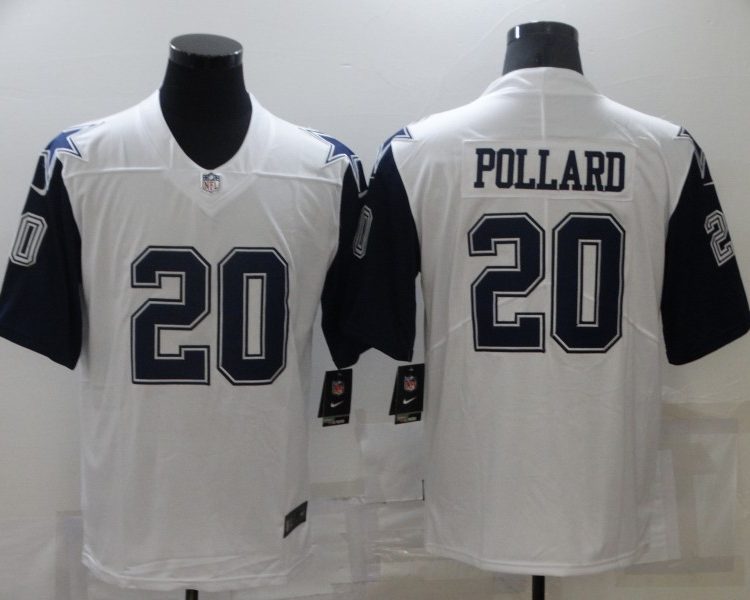 Men's Dallas Cowboys Tony Pollard #20 White Jersey