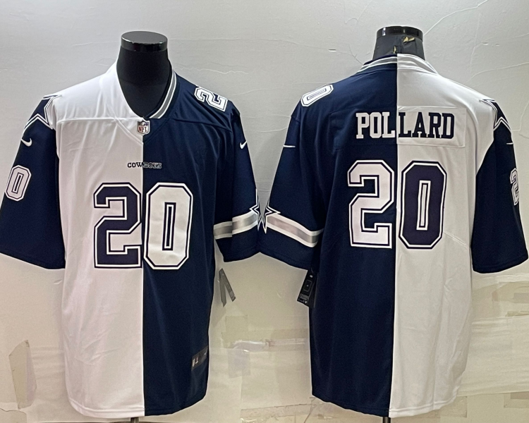 Men's Dallas Cowboys Tony Pollard #20 White/Navy Jersey Joint Edition