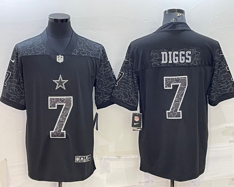 Men's Dallas Cowboys Trevon Diggs #7 Black RFLCTV Limited Jersey