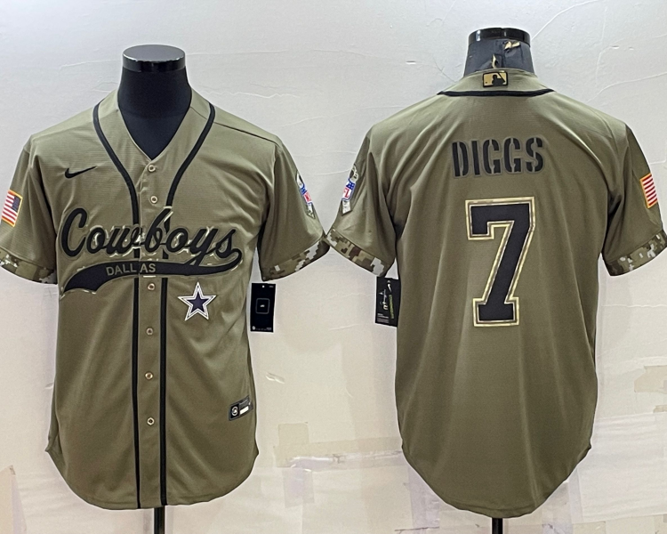 Men's Dallas Cowboys Trevon Diggs #7 Olive 2022 Salute To Service Limited Jersey Joint Edition