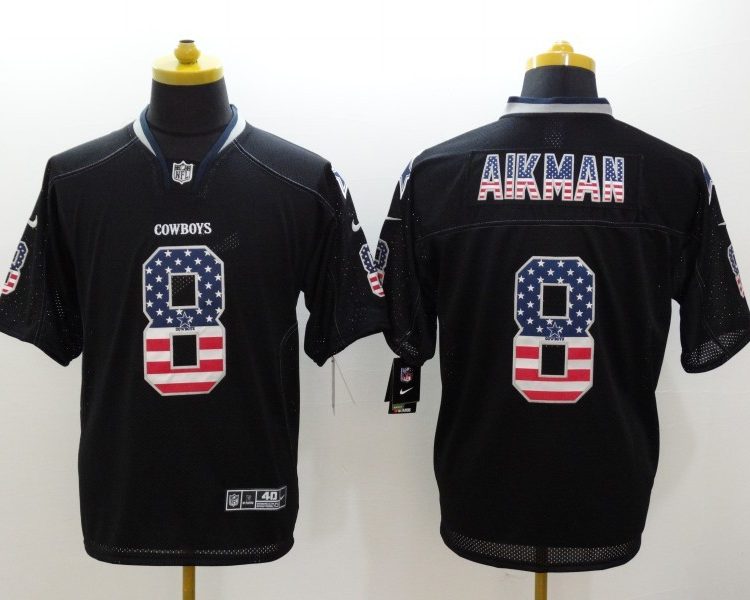 Men's Dallas Cowboys Troy Aikman #8 Black Jersey