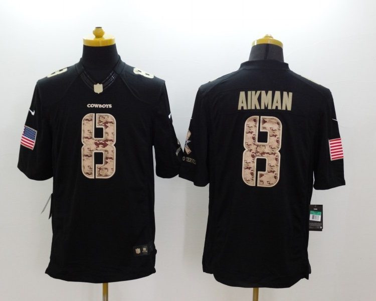 Men's Dallas Cowboys Troy Aikman #8 Black Jersey