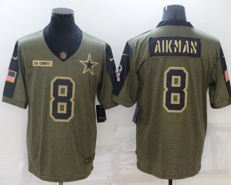 Men's Dallas Cowboys Troy Aikman #8 Brown Jersey