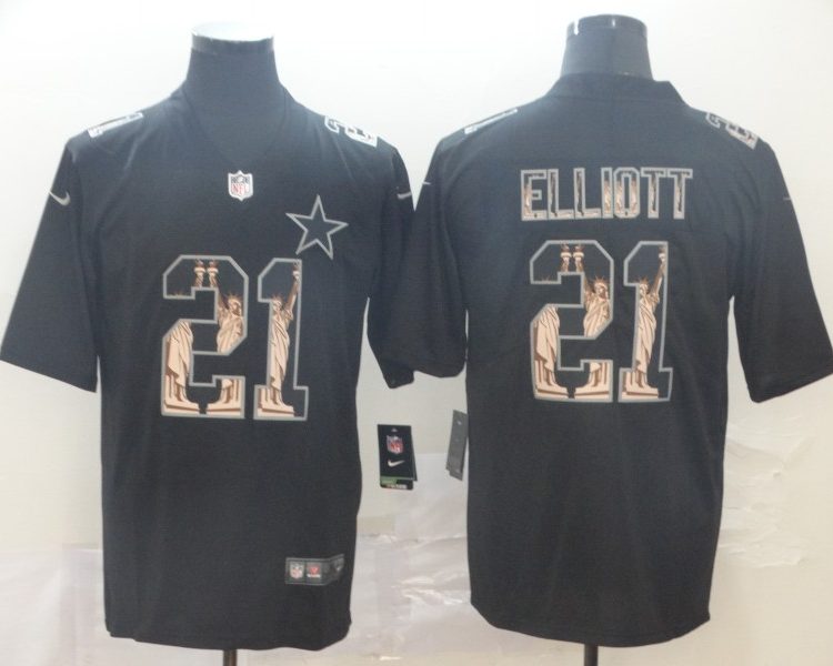 Men's Dallas Cowboys #21 Ezekiel Elliott Black Alternate Jersey