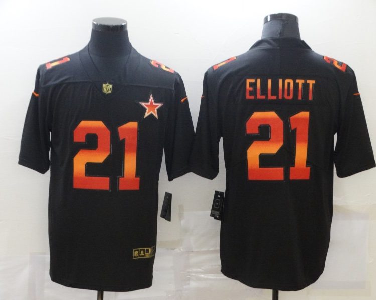Men's Dallas Cowboys #21 Ezekiel Elliott Black Jersey