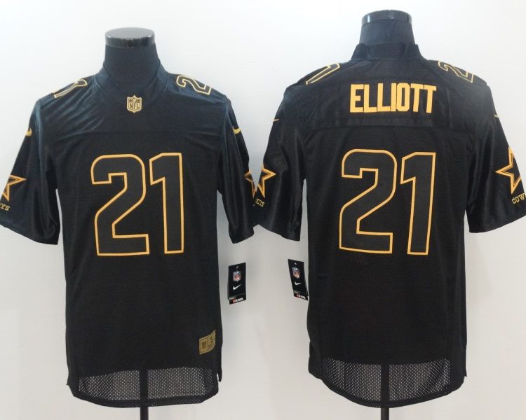 Men's Dallas Cowboys #21 Ezekiel Elliott Black Team Jersey