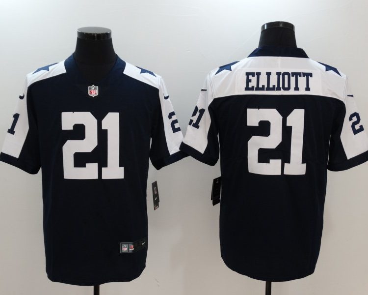 Men's Dallas Cowboys #21 Ezekiel Elliott Jersey Navy