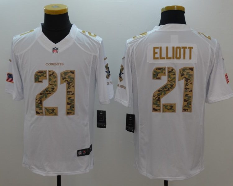 Men's Dallas Cowboys #21 Ezekiel Elliott White Alternate Jersey