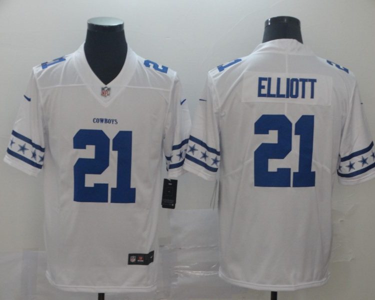 Men's Dallas Cowboys #21 Ezekiel Elliott White Jersey