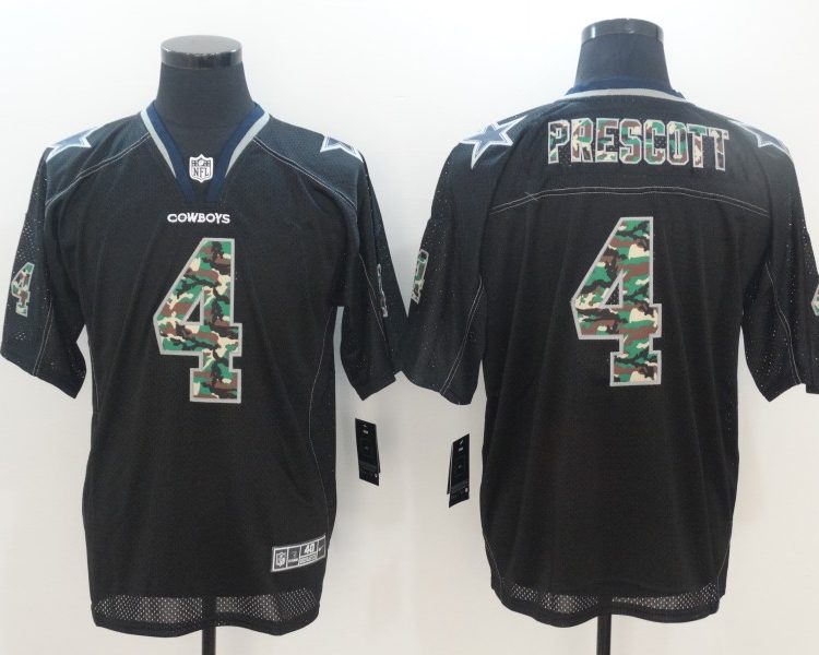 Men's Dallas Cowboys #4 Dak Prescott Black Authentic Jersey