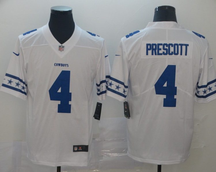 Men's Dallas Cowboys #4 Dak Prescott White Jersey