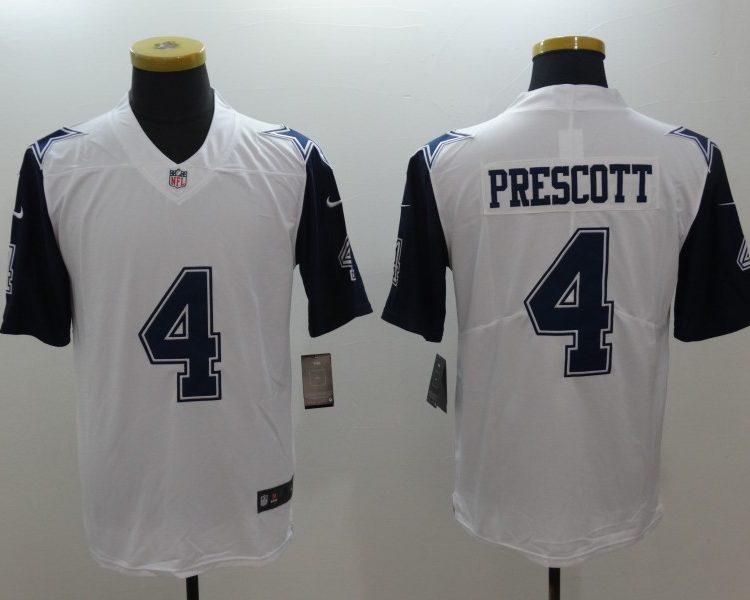 Men's Dallas Cowboys #4 Dak Prescott White Rush legend Jersey