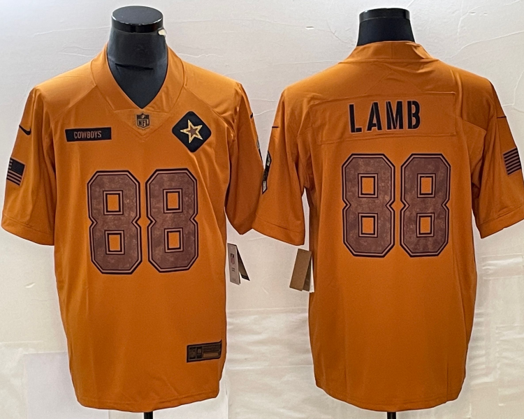Men's Dallas Cowboys CeeDee Lamb #88 Brown 2023 Salute To Service Limited Jersey