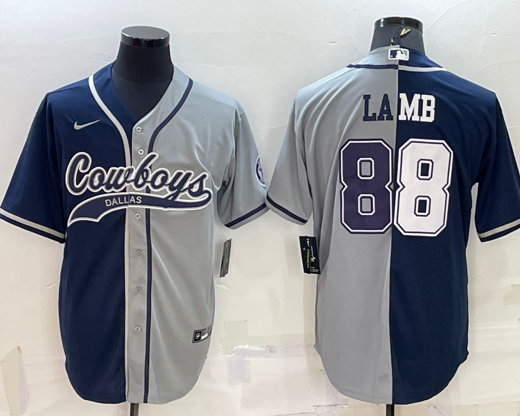 Men's Dallas Cowboys CeeDee Lamb #88 Navy/Gray Jersey Joint Edition
