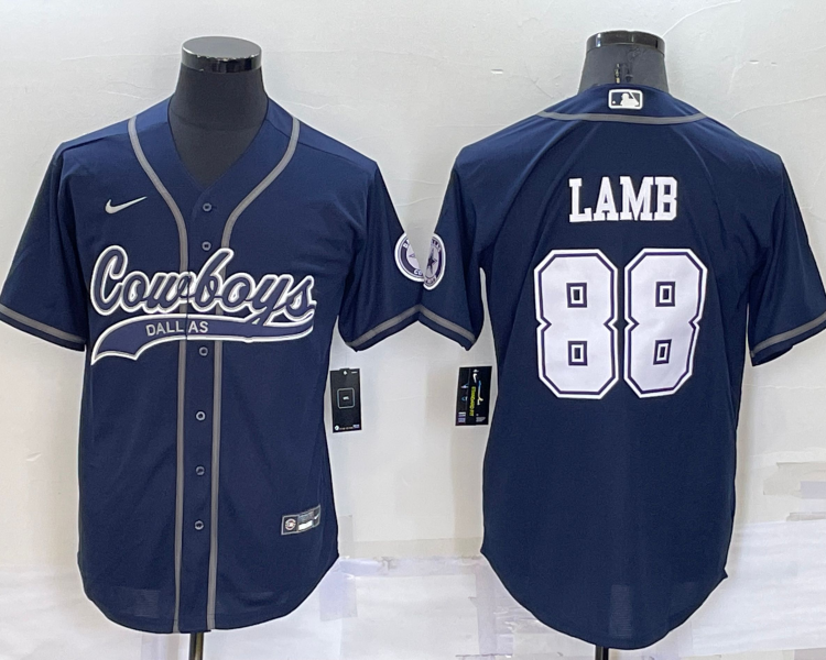 Men's Dallas Cowboys CeeDee Lamb #88 Navy Jersey Joint Edition