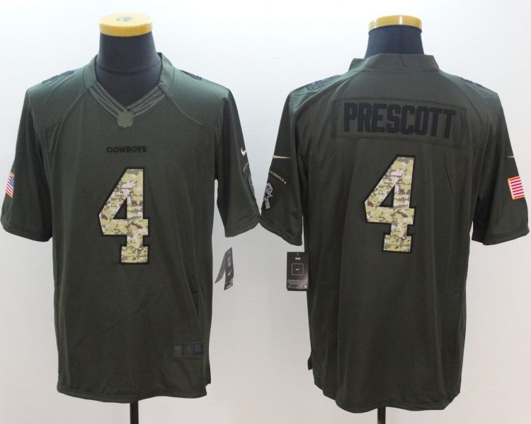 Men's Dallas Cowboys Dak Prescott #4 Army Green Jersey