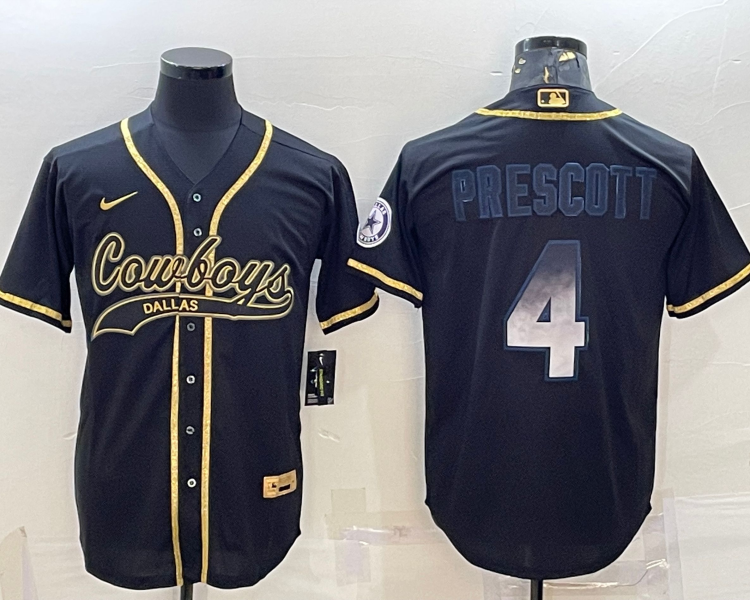 Men's Dallas Cowboys Dak Prescott #4 Black Jersey Joint Edition