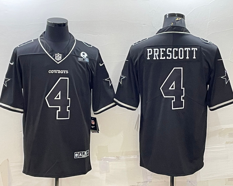 Men's Dallas Cowboys Dak Prescott #4 Black Legend Jersey