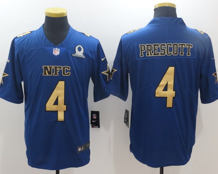 Men's Dallas Cowboys Dak Prescott #4 Blue Jersey