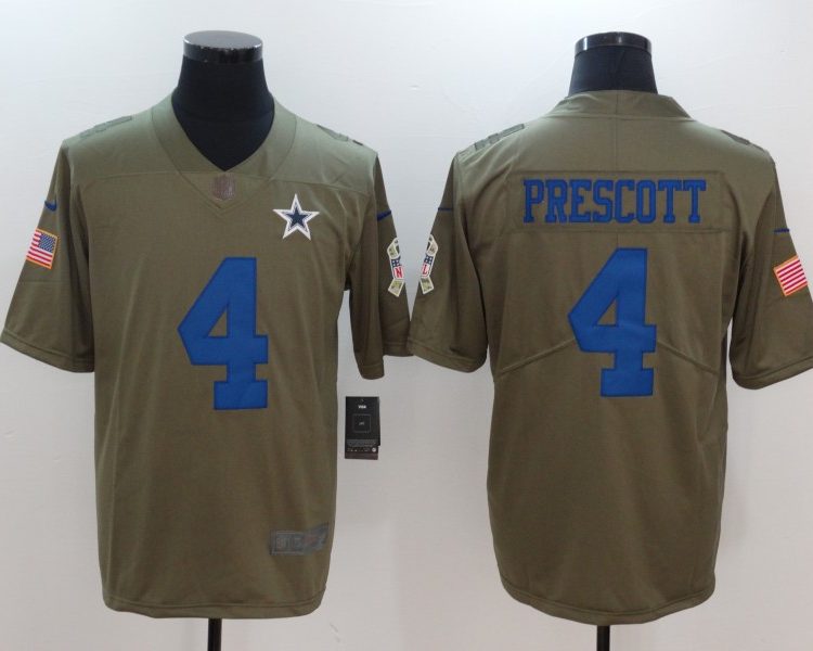 Men's Dallas Cowboys Dak Prescott #4 Brown Authentic Jersey