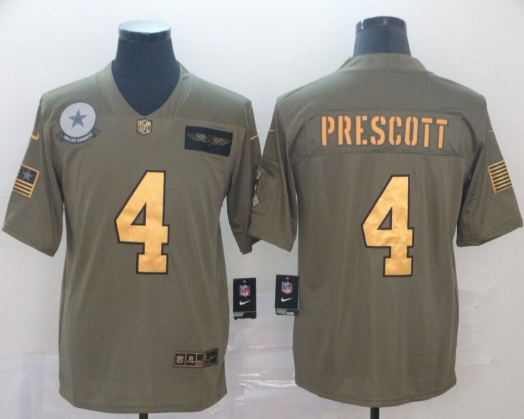 Men's Dallas Cowboys Dak Prescott #4 Brown Jersey