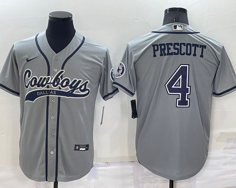 Men's Dallas Cowboys Dak Prescott #4 Gray Jersey Joint Edition