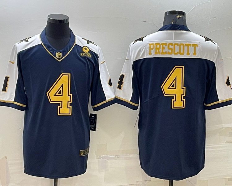 Men's Dallas Cowboys Dak Prescott #4 Navy Authentic Jersey