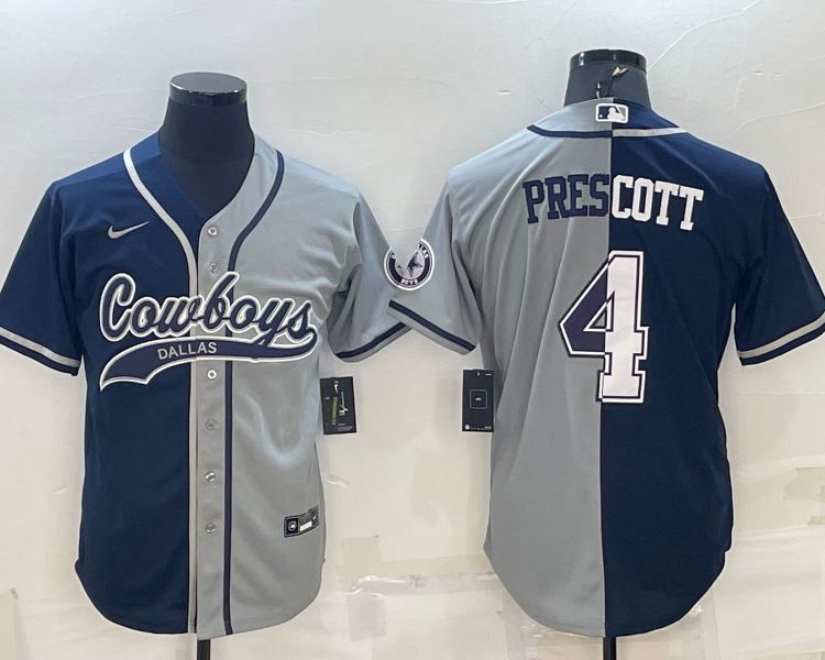 Men's Dallas Cowboys Dak Prescott #4 Navy/Gray Jersey Joint Edition