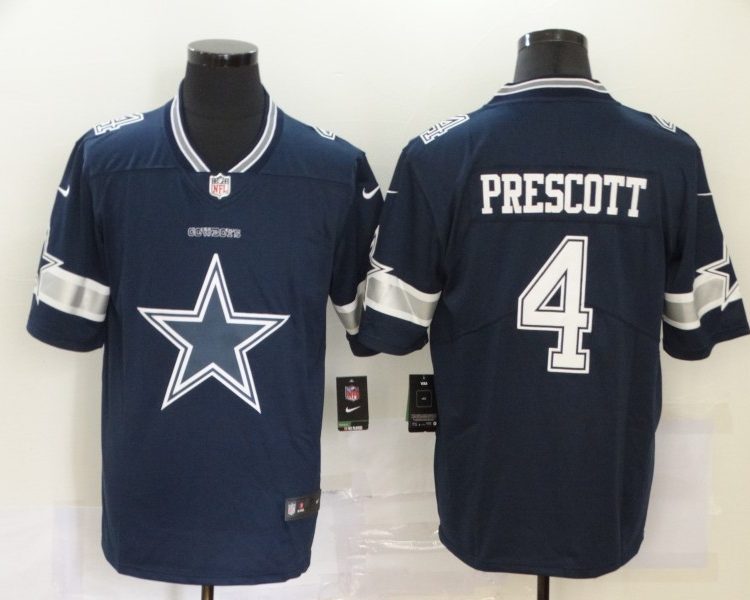 Men's Dallas Cowboys Dak Prescott #4 Navy Jersey