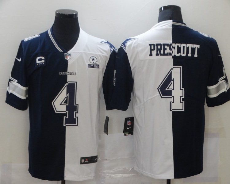 Men's Dallas Cowboys Dak Prescott #4 Navy/White Jersey