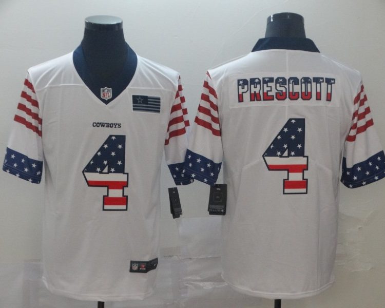 Men's Dallas Cowboys Dak Prescott #4 White Authentic Jersey