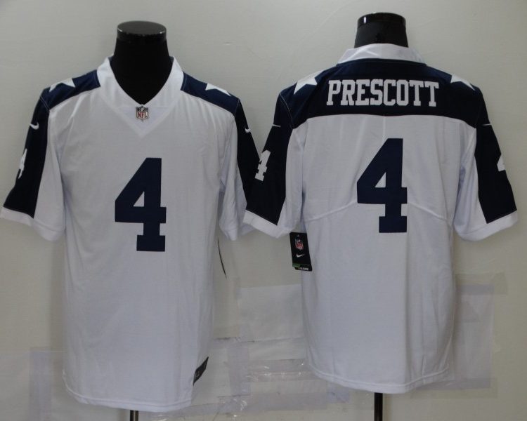 Men's Dallas Cowboys Dak Prescott #4 White Jersey