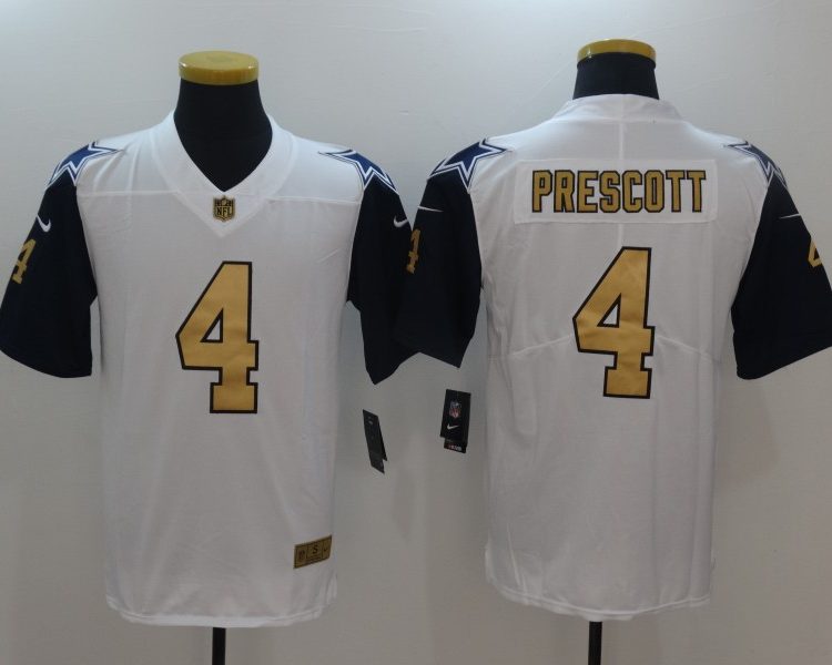 Men's Dallas Cowboys Dak Prescott #4 White Team Jersey
