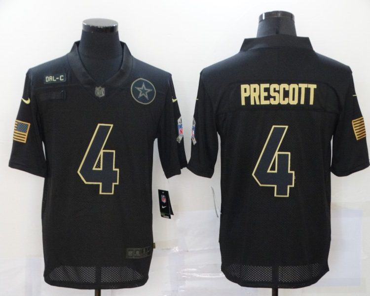 Men's Dallas Cowboys Dak Prescott Black 2020 Salute To Service Limited Jersey