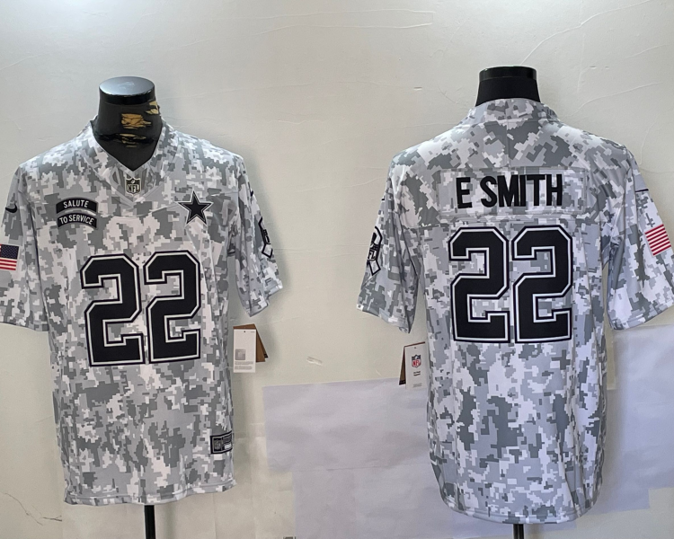Men's Dallas Cowboys Emmitt Smith #22 Arctic Camo 2024 Salute to Service Retired Limited Jersey
